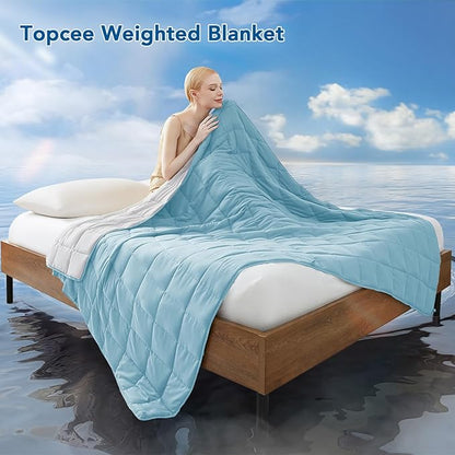 Topcee Weighted Blanket for Adults (20 lbs, 60" x 80") Queen Size Soft Cooling Heavy Blanket Sleeping, Apply to 190-210 lbs Body, Thick Breathable Blanket with Glass Bead, Easy Care