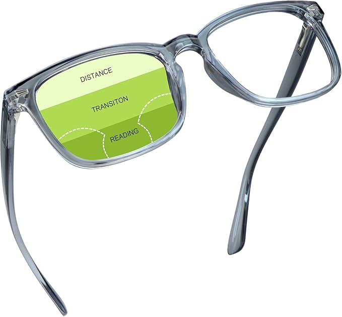 YEIN Progressive Multifocus Reading Glasses, Spring Hinge Blue Light Blocking Glasses for Women Men, No Line Multifocal Readers with Clear Lenses (+0.00/+1.75 magnification)