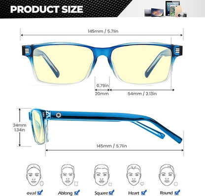 ANYLUV Blue Light Glasses Men Woman, Blue Light Blocking Glasses for Computer Gaming, Eye Strain Relief Eye Protection