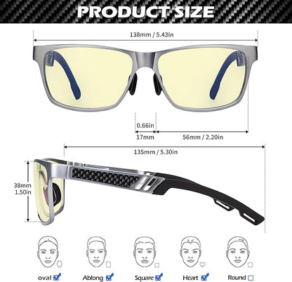 ANYLUV Blue Light Blocking Glasses Men Computer Gaming Glasses Lightweight Al-Mg Metal Anti Eyestrain Eye Protection