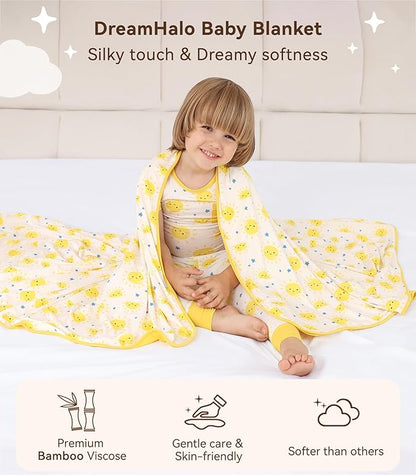 Premium Baby Blankets, Soft Viscose from Bamboo Blanket for Boys and Girls, Nursery Crib Bedding Quilt for Newborn and Toddler, Cooling for Hot Sleepers, 50'' x 50'' Sun