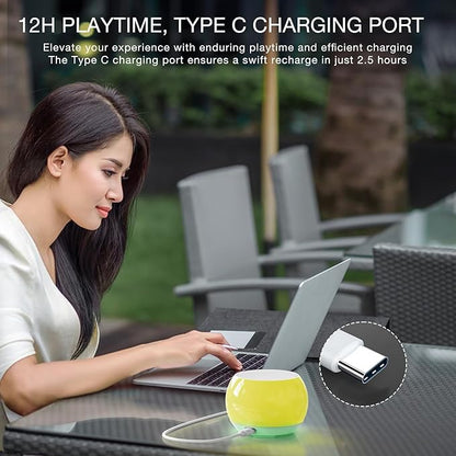 Bluetooth Speaker with Ceramic Body for Meditation & Yoga, Sound Therapy Machine for Stress Relief, Sleep Aid and Focus, Deep Bass, Louder Volume, Light Effect for Boxing Breathing (Yellow)