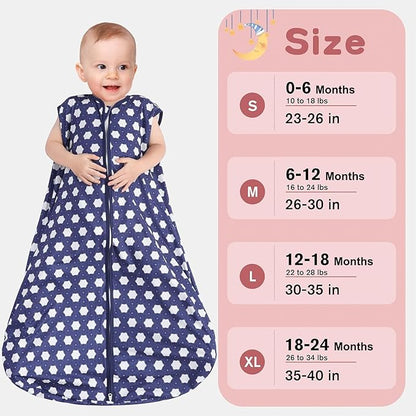 Baby Sleep Sack 18-24 Months 3 Pack Baby Wearable Blanket 100% Rayon Cotton 2-Way Zipper Toddler Sleeping Sack .Comfy Soft Lightweight TOG 0.3 (Elephant&Dinosaur&Hexagon,)