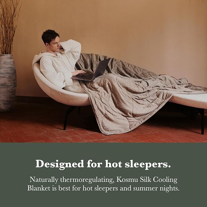 Silk Comforter Queen Size | 100% Mulberry Silk Fill with Organic Bamboo Viscose Shell | Summer Cooling Blanket for Hot Sleepers, Lightweight Breathable All-Season Bedding (Walnut, 90"x90")