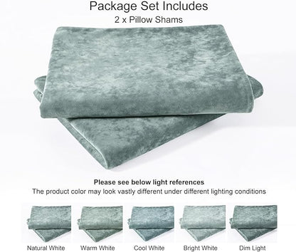 PHF Truly Velvet Pillowcases King Size, No Insert, 2 Pack Ultra Soft Breathable Pillow Shams Covers with Envelope Closure, 20" X 36" Luxury Cozy Warm Fuzzy Flannel, Dusty Blue