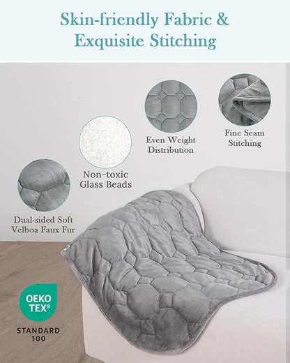Topblan Weighted Lap Blanket 5lbs for Adults, Small Weighted Blanket Throw for Napping, Relaxation, Calming and Travel, Skin Friendly & Machine Washable for All-Season Sleeping