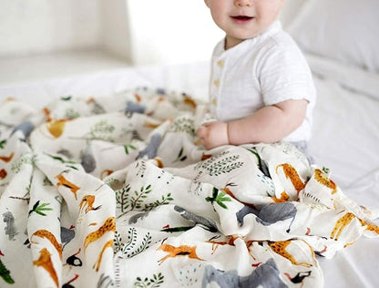 Loulou Lollipop Soft Baby Swaddle Blanket Muslin Wrap Receiving Blanket for Newborn to Toddler Girl and Boy, Large 47” by 47” - Safari Jungle…