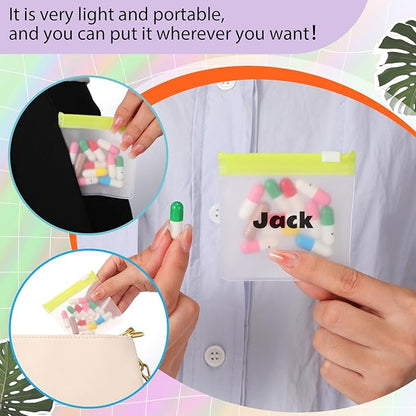70 Pcs Weekly Pill Pouch Bags Zippered Reusable Medicine Organizer Set Self Sealing Medicine Organizer Travel Plastic Pill Bags with Slide Lock for Small Items Storage(Bright Style)