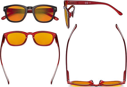 Eyekepper Blue Light Blocking Reading Glasses with Orange Tinted Filter Lens for Sleeping - Anti Blue Ray Computer Readers - Black-Red +1.25