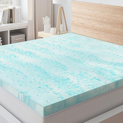 NEWBULIG Mattress Toppers Memory Foam Twin XL, 4 Inch Thick Bed Topper Pad Cooling Gel Infused Soft Comfy Padding Breathable for Sleeper Sofa Couch RV Camper, CertiPUR-US Certified