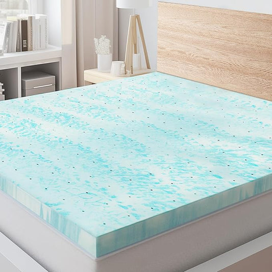 NEWBULIG Mattress Toppers Memory Foam Twin XL, 4 Inch Thick Bed Topper Pad Cooling Gel Infused Soft Comfy Padding Breathable for Sleeper Sofa Couch RV Camper, CertiPUR-US Certified