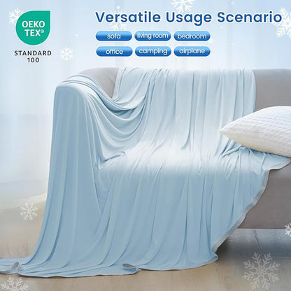 PHF Double Cooling Blanket for Hot Sleepers Queen Size, Arc-Chill Q-Max>0.5 with Double Cooling, Summer Blanket Absorbs Heat to Keep Cool All Night for Night Sweats (Ice Blue, 90''x90'')
