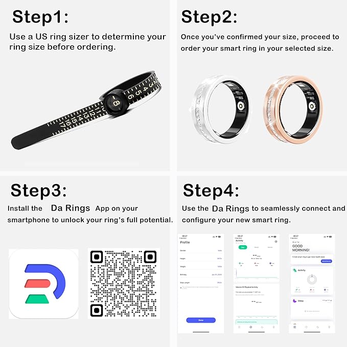 Smart Ring for Women Health Ring Fitness Tracker with Heart Rate Monitor Sleep Monitoring Pedometer Calorie for Android iOS