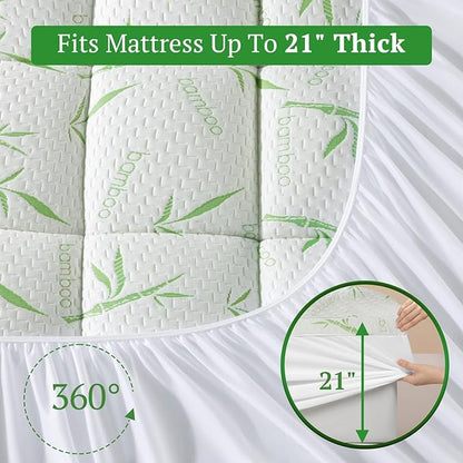 3 Inch Mattress Topper Full Size - 1500GSM 3D+7D Down Alternative Fill Pillow Top Mattress Pad, Viscose Made from Bamboo Cover, Extra Firm for Back Pain, 6"-18" Deep Pocket(54"x75")