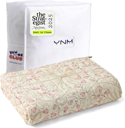 YnM 12lbs Weighted Blanket for Adults, Linen Heavy Bed Throw Blanket with Cooling Glass Beads for All Season Use, Ideal for ~110lbs (48x72 Inches, Twin/Full, Campanula)