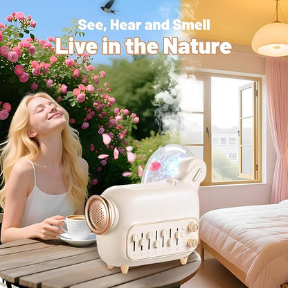 Dreamweaver Portable Sleep Sound Therapy, 7 Natural Sounds Style DIY Mixer White Noise Machine with Humidifier,Essential Oil Diffuser Water Ripple Light Projector&Bluetooth Speaker