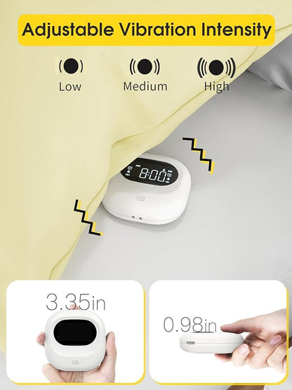 Roxicosly Super Strong Vibrating Alarm Clock for Heavy Sleepers, Adjustable Vibration Bed Shaker Under Pillow for Hearing Impaired Deaf, Cordless, Small, USB Rechargeable for Travel