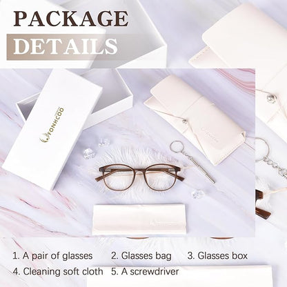FONHCOO Blue Light Blocking Glasses Women Men Computer Eyeglasses,TR90 Fashion Round Transparent Anti Blue Light Glasses with Anti Eyestrain & UV Glare for Gaming & Reading (Matt Coffee)