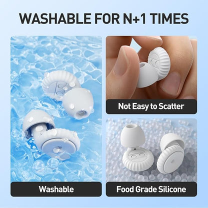 Noise Cancelling Earplugs 2 Pairs for Sleeping, Travel, Office - Soft Silicone Earplugs, 35dB Noise Reduction, Comfortable, Reusable, Multiple Sizes XS/S/M/L for Snoring, Focus & Study - Black & White