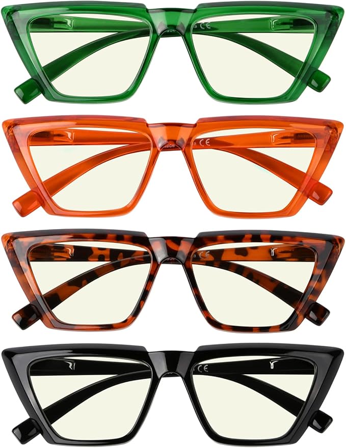 Eyekepper 4-pack Reading Glasses Blue Light Blocking Women Cat Eye Readers