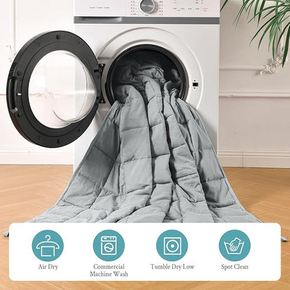 Topblan Cooling Weighted Blanket Twin Size 15lbs, Breathable Soft Weighted Blanket for Adults, Comfort Thick Heavy Blanket for All Season, Sofa Bed, Machine Washable, 48"x72" Twin Size,Grey