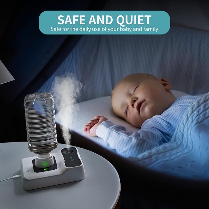 Portable Humidifiers for Travel, Small Mini Humidifier with Auto Shut-Off, Nightlight and Storage Bag for Hotel, Bedroom or Office, Plant Humidifier Indoor, White