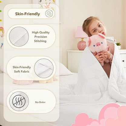 CuteKing Weighted Blanket - Weighted Blanket with Premium Glass Beads - Breathable Heavy Blanket for Comfort Sleep - Thick Blanket All Season (10lbs, 50"x60", White)