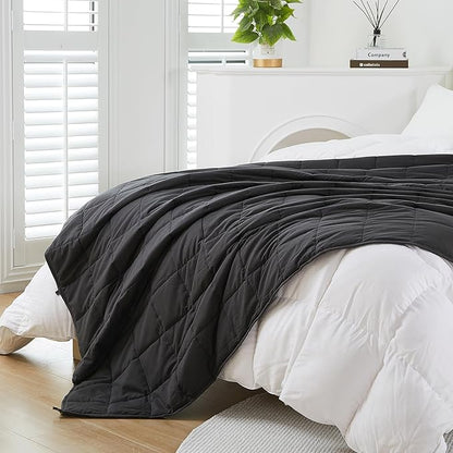 MOTRIP Adults Weighted Blanket 15 Pounds Queen Size, Cooling Blanket for Hot Sleepers, Machine Washable Soft Bed Blanket with Premium Glass Bead, 60''x80'' 15lbs Grey