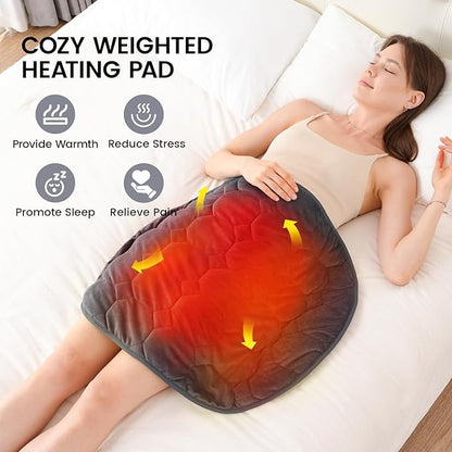 immtree Weighted Heating Pad for Period Cramps, 29" x 24" Extra Large Electric Heated Pads 5 lbs, Back Shoulder Knee Abdomen Pain Relief, Soft Warm Heavy Lap Blanket, Dark Grey