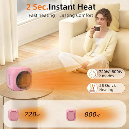 Space Heater with Mug Warmer, Electric Space Heaters for Indoor Use with Thermostatc, Candle Warmer Pate for Bedroom, Office, Large Room Use