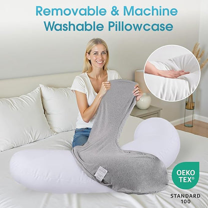 Body Pillow, Long Pillow, Memory Foam & C-Shaped for Side Sleeper, Machine Washable Pillowcase, 53”×10”