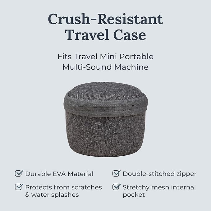 Yogasleep Crush-Resistant Travel Case for Travel Mini White Noise Sound Machine, Provides Protection While Traveling, Double Stitch Zipper, Protection from Scratches & Water Splashes (Gray)