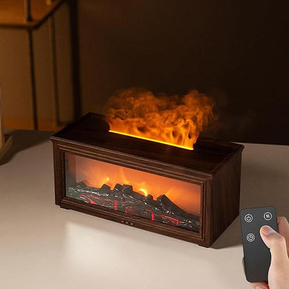Fireplace Flame Air Diffuser Humidifier,7 Colors Aromatherapy Essential Oil Diffuser,280ml Ultrasonic Cool Mist Humidifier with Remote,3 Gears Timer Shutdown for Home, Bedroom, Office,Yoga(Dark)