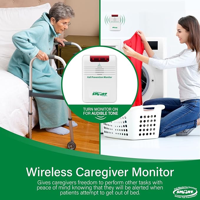 Smart Caregiver Wireless and Cordless Weight Sensing Bed Pad – 10” x 30” (Monitor or Alarm Included).