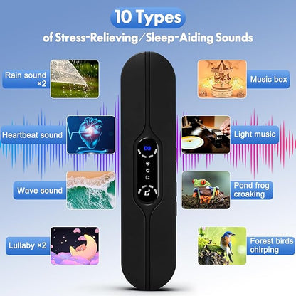 Pillow Speakers for Sleeping, Mini Portable Bluetooth Bone Conduction Under Pillow Sleep Speaker with Stereo Bass, Sleep Aid Speaker with 10 White Noise, Volume Control, TF Card Support, Timer