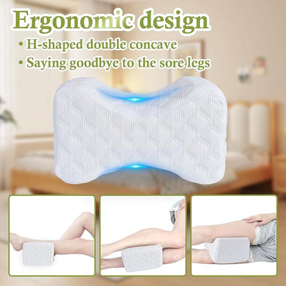 Butterfly Knee Pillow for Side Sleepers – Orthopedic Bolster Pillow for Hip, Sciatica, and Back Pain Relief – Memory Foam Wedge for Pregnancy, Leg Support – Washable Cover, White