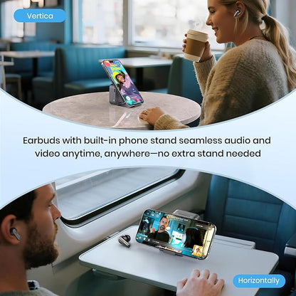 Bluetooth Headphones 5.4 Wireless Earbuds 2-in-1 Case and Phone Stand Noise Cancelling Earbuds Powerful Bass in-Ear Bluetooth 70H Playtime 35dB Hybrid ANC Waterproof for Sports/Workout Gray
