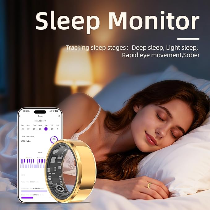 Smart Ring for Women & Men, Smart Rings Health Tracker with Heart Rate, Sleep Monitoring, Long Lasting Battery, IP68 Waterproof Fitness Ring for iOS & Android, No Subscription Fee (Silver, #9)