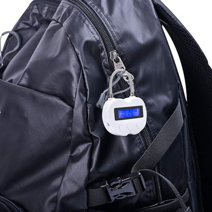 Time Lock LCD Display Time Lock Multi-Function Electronic Timer, USB Rechargeable Timer Padlock (Black)