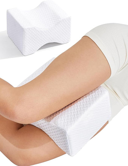 Knee Pillow for Side Sleepers, Leg Pillow for Sciatica, Back, HIPS, Knees, Joints Pain Relief,Pillows for Between Legs While Sleeping Spine Alignment Support & Relieves Pressure,Non-Strap,White