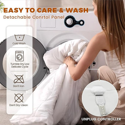 Heated Mattress Pad California King, Quilted Electric Mattress Pad Bed Warmer with Dual Controllers, 6 Heat Settings 10-Hour Auto Off, 17 Inch Deep Pocket, Machine Washable, White