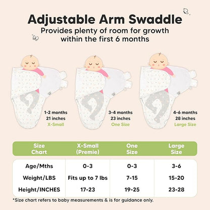 3-Pack Organic Baby Swaddle Sleep Sacks - Swaddles for Newborns, Infant 0-3 Months, Baby Girls, Boys, Soft & Snug Newborn Sleep Sack, Nursery Swaddling Blankets (Nibbles/Bruce, OS)