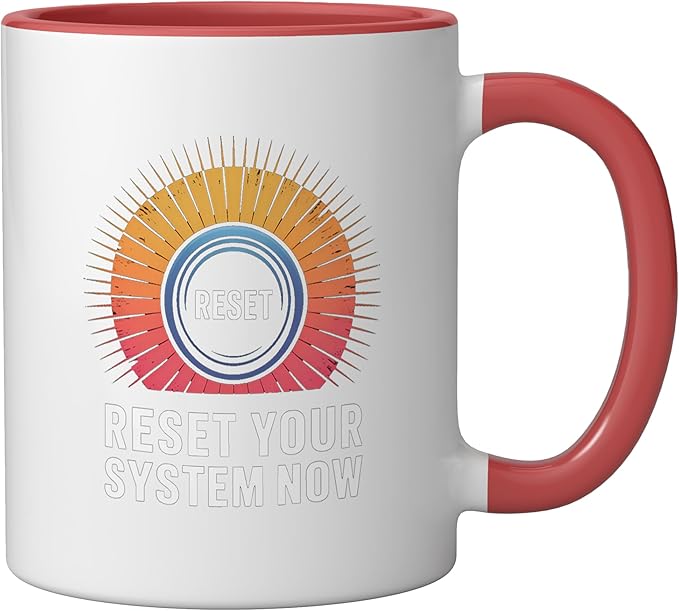 Relaxation Breathing Vagus Nerve Stimulation, Stress Relief Ceramic Mug, Red/White