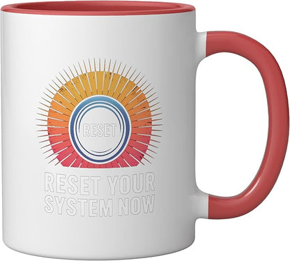 Relaxation Breathing Vagus Nerve Stimulation, Stress Relief Ceramic Mug, Red/White