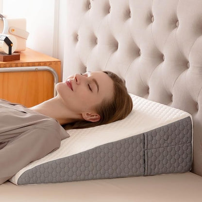 Wedge Pillow, Wedge Pillow for Acid Reflux, Back Pain Relief, Cooling Memory Foam Top, Bed Wedge Pillows for Headboard, Sleeping, Snoring, Back Support, After Surgery. 24*24*7.5inch wedge pillow