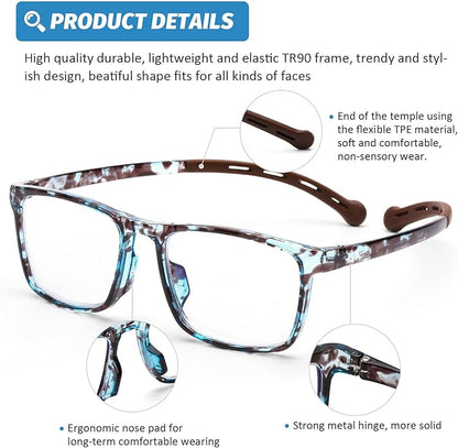 DOOViC 2 Pack Reading Glasses for Women Men TR90 Flexible Lightweight Anti Eyestrain Blue Light Blocking Computer Readers