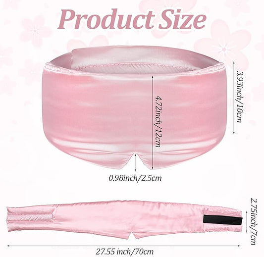 Silk Sleep Mask for Women Men, Soft Eye Mask for Side Sleepers Large Blackout Sleeping Masks with Adjustable Band Silk Eye Cover for Sleeping Travel Yoga Nap, Pink