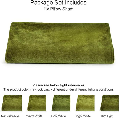 PHF Super Soft Velvet Zippered Body Pillowcase, No Insert, 1 Pack Luxury Cozy Warm Pillow Sham Cover with Zipper, 20"X 54" Long Cozy Fuzzy Flannel, Olive Green