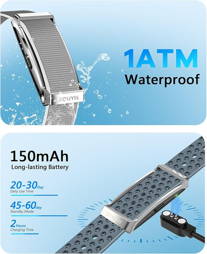 Smart Bracelet for Men Women, Health Activity Fitness Trackers, 24H Sleep Tracker, 24/7 Continuous Heart Rate/Blood Pressure/HRV/Stress Monitor, 170+ Sports Modes Smart Wristband with 2 Bands Free APP