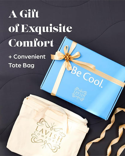 Lavish Comforts® Cooling Comforter King Size │Premium Soft Breathable Summer Cooling Blanket for Hot Sleepers │All Season Comforter │106"x96" Charcoal Dark Grey│Gift-Ready Box